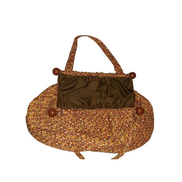 Vintage 1960's Handmade Bag Wooden Dowell Floral Cottagecore Pioneer With Wallet - Picture 2 of 6
